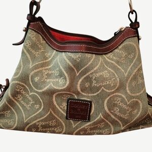 Dooney & Bourke Tan Heart Pattern Hobo Shoulder Bag